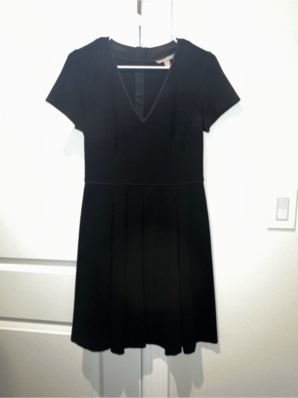 Banana Republic Black V-Neck Short Sleeve Fit-and-Flare Dress